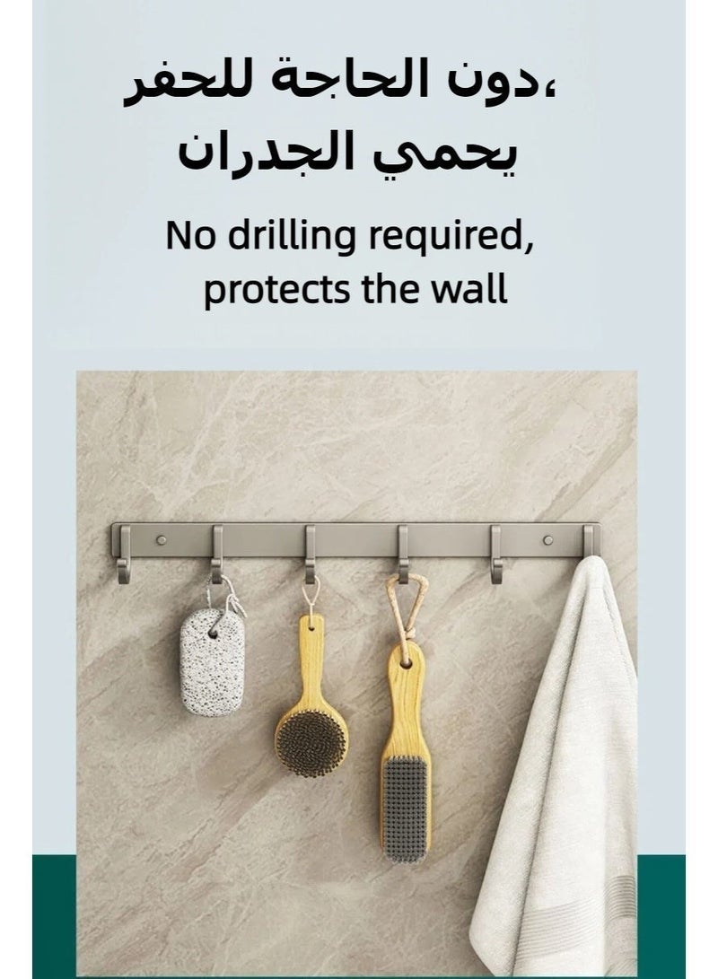 Wall Hook Gun Grey, Non Perforated Bathroom Hooks, Bedroom Storage, Hanger Hooks, Space Aluminum Wall Hanger Coat Hook Rail for Coat Hat Towel Purse Robes Mudroom Bathroom - Image 5